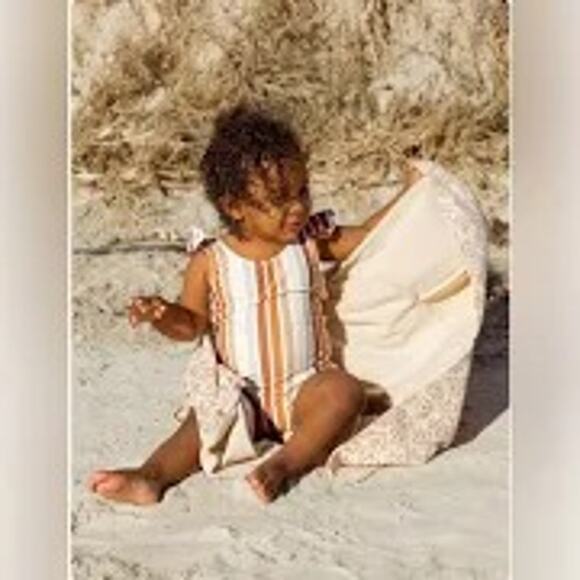 Rylee & Cru Multi Stripe Frill Onepiece Swim Suit Size 12-18 months - Picture 1 of 7